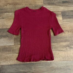 Forever 21 Burgundy Ribbed Short Sleeve Tee